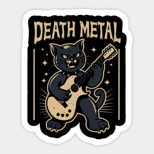 Death Metal Satanic Baphomet Cat playing guitar Sticker